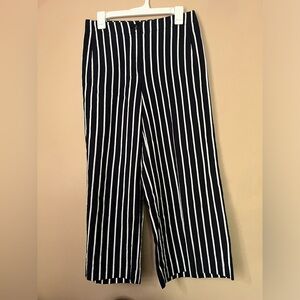 Wide leg cropped linen blend striped pants, Ann Taylor